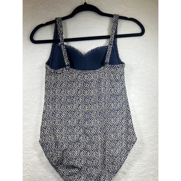 Nip Tuck Navy Blue Gold Joanne Twist Front One Piece Swimsuit Womens Sz 6 - Picture 3 of 12